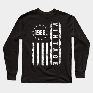 36 Years Old Gifts Vintage 1988 American Flag 36th Birthday Long Sleeve T-Shirt